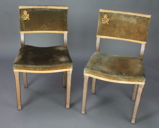 Maple & Co, a pair of George VI limed oak Coronation chairs 