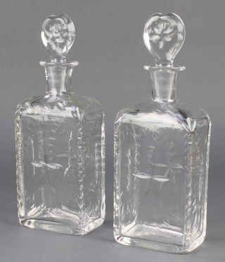 A pair of spirit decanters with heart shaped stoppers 8" 