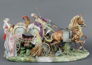 A large Capodimonte group of a Princess with carriage, horses and attendants, signed Ballo 23" 