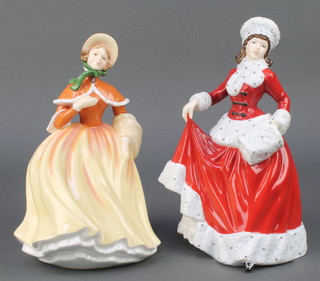 Two Royal Doulton figures, Pretty Ladies - Winter HN5314 9" and Autumn HN5323 8 1/2" 