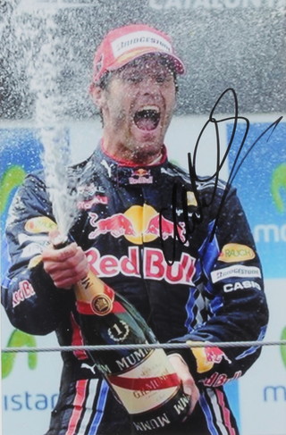 Mark Webber, a signed colour photograph 11 1/2" x 7" 