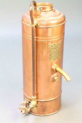 A Ewart's Victor-Geyser copper and brass cylindrical hot water geyser 24"h x 10" (lid missing) 
