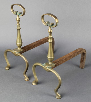 A pair of 19th Century French gilt metal fire dogs 12" 
