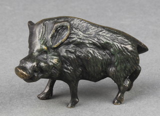A bronze figure of a standing wild boar 1 1/2" x 3" 
