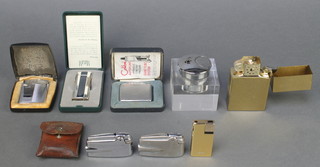 A Ronson lighter with leather pouch, a Mixim lighter, 2 other lighters cased and 5 other vintage lighters 