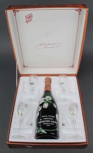A magnum of 1982  Perrier-Jouet Belle Epoque Champagne, boxed and with 4 flutes 