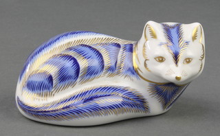 A Royal Crown Derby Imari pattern paperweight in the form of a fox with silver stopper 4 1/2" 