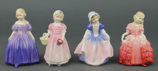 4 Royal Doulton figures - Marie HN1370 4 1/2", Tinklebell HN1677 4 1/2", dinky DO HN1678 4 1/2" and Rose HN1368 4 1/2" 