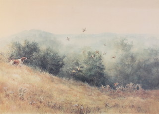 Jonathan Sainsbury, a pair of prints, gun dogs in landscapes, signed in pencil 15" x 20"