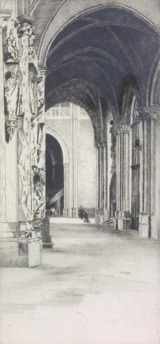 E N Synge, etching, signed in pencil "Burgos Cathedral, 16" x 8"  