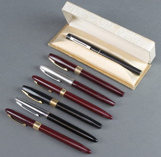4 Schaffer burgundy fountain pens, a black ditto, a black Waterman fountain pen and 1 other  