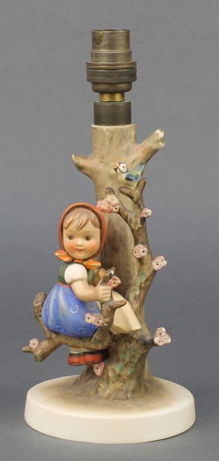 A Hummel table lamp in the form of a girl sitting in the branches of a tree 9" 