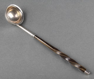 A Georgian silver toddy ladle with whale bone handle 7" 