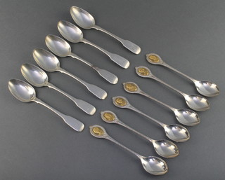 A set of 6 George IV silver tea spoons Exeter 1825 together with 6 silver teaspoons London 1977, gross 286 grams