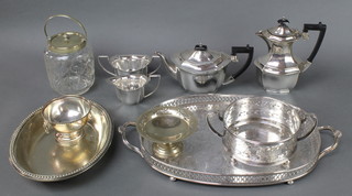 A silver plated 4 piece tea and coffee set and minor plated items