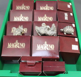A collection of Magrino plated figures of animals 