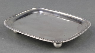 A George III silver rounded rectangular tray/salver on ball feet London 1808, 104 grams 5" 