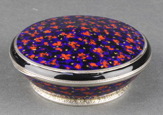 A Continental 935 standard enamelled circular silver box with mirrored interior 3 1/4" 