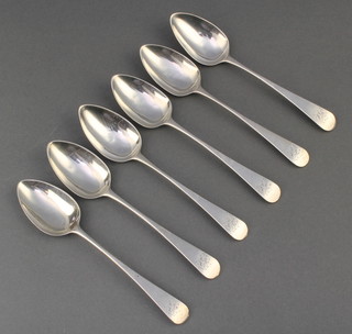 A set of 6 George III silver teaspoons with chased monogram 98 grams
