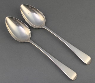 A pair of George III silver table spoons of Old English form Newcastle 1787 114 grams