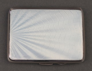 An Art Deco silver and blue guilloche enamel cigarette case Birmingham 1936 
