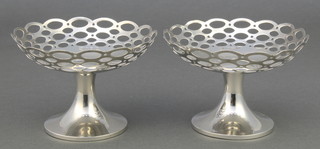 A pair of pierced silver bon bon dishes with splayed foot Birmingham 1919 4" 118 grams