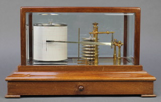 Casella of London, a barograph contained in a mahogany and bevelled glass case, the base fitted a drawer marked 746