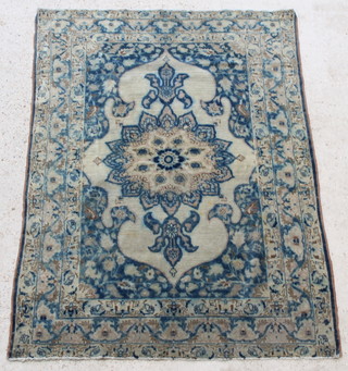 A blue and white ground Tabriz rug with central medallion,  65 1/2" x 45 1/2" 