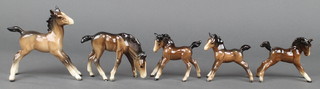 A Beswick foal 4", ditto foal 3" a ditto 4" and 1 other Beswick foal 6" 
