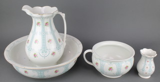 A Middleport pottery wash stand set comprising jug, vase, chamber pot and wash bowl 