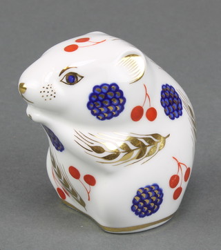 A Royal Crown Derby Imari pattern paperweight in the form of a field mouse 2 1/2", boxed 