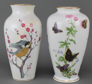 A Franklin Mint vase - The Meadowland Butterfly 12", a ditto decorated with birds amongst blossom