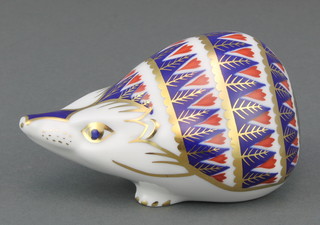 A Royal Crown Derby Imari pattern paperweight in the form of a hedgehog 4 1/2" boxed