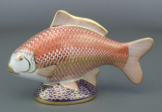 A Royal Crown Derby Imari pattern paperweight in the form of a carp 7" boxed