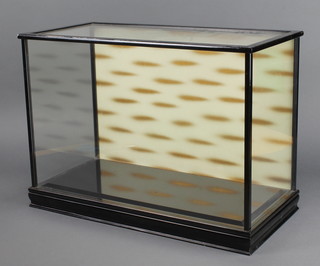 A rectangular glazed and ebonised display cabinet 16" x 23" x 11" 