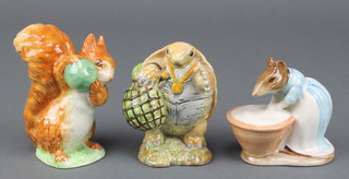 3 Beswick Beatrix Potter figures - Mr Alderman Ptolemy 3 1/2", Squirrel Nutkin 4" and Anna Maria 3" 