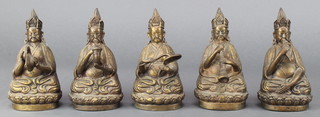 Five "Tibetan" bronze figures of musicians 5" 