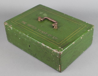 A Milner Company cash box marked United Yeast Company Ltd 4 1/2" x 14" x 10" 