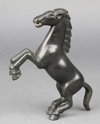A Chinese style bronze figure of a rearing horse 5" 