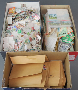 3 shallow boxes of various used and mint American and world stamps