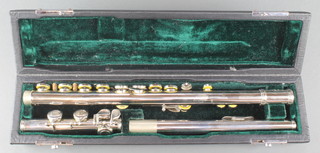 A J Michael silver plated flute, cased 