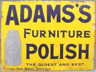 An Adams's Furniture Polish advertising sign marked "Adams's Furniture Polish the Oldest and Best" Victoria Park Works Sheffield 36 1/2" x 48" 