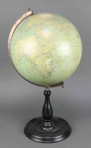 A Merzbach & Falk of Brussels 10" celestial globe on a turned ebonised stand
