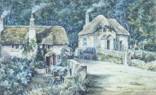Early 20th Century watercolour, indistinctly signed, country cottages 6" x 9 1/2" 