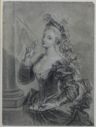 Vanloo, pencil and chalk, study of a lady 6 1/2" x 5", label on verso 