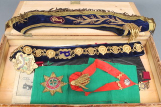 A Buffalo's sash, collar and aprons, boxed