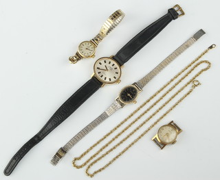 A lady's 9ct yellow gold Omega wristwatch on a gilt bracelet and minor watches