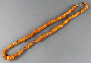 An amber natural bead necklace 22" 