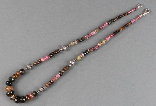 A tourmaline bead necklace 16" 