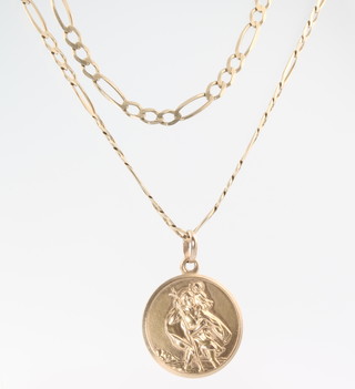 A 9ct yellow gold St Christopher pendant and chain 15.1 grams